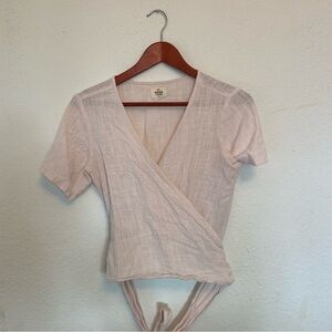 Marine Layer Linen Women's Pink Wrap Top